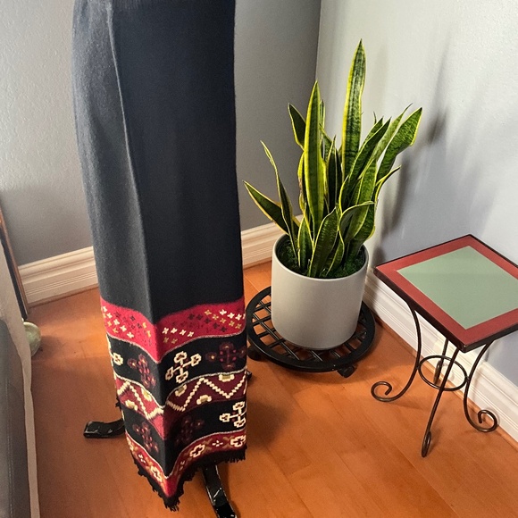 NWOT Double D Ranch Western Cowgirl Lambswool Fringe Maxi Skirt Holiday Black M - Picture 5 of 9